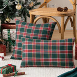 décoration intérieure coussin carreaux écossais vert rouge blanc traditionnels 45x45cm farmhouse