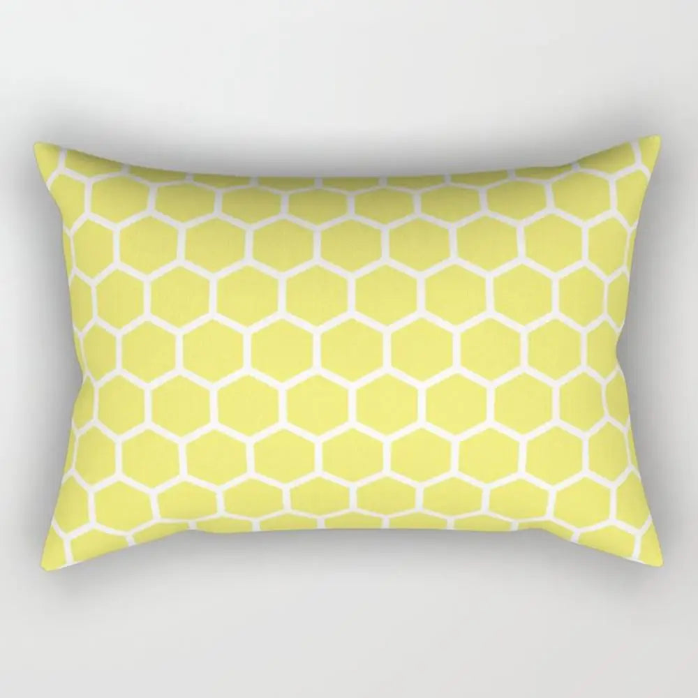 taie d'oreiller rectangulaire jaune clair motif géométrique moderne housse coussin canapé coton 30x50cm