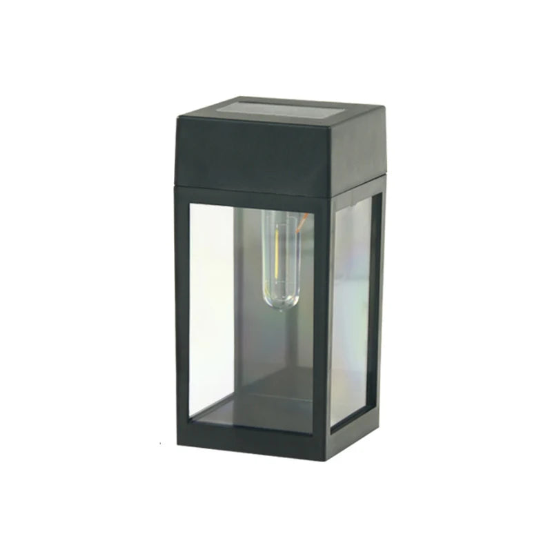 lampe murale solaire led moderne noire transparente éclairage extérieur hydrofuge autonomie warm light