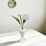 décoration florale verre transparent vase ridé fleur artificielle moderne chambre salon cadeau artisanal