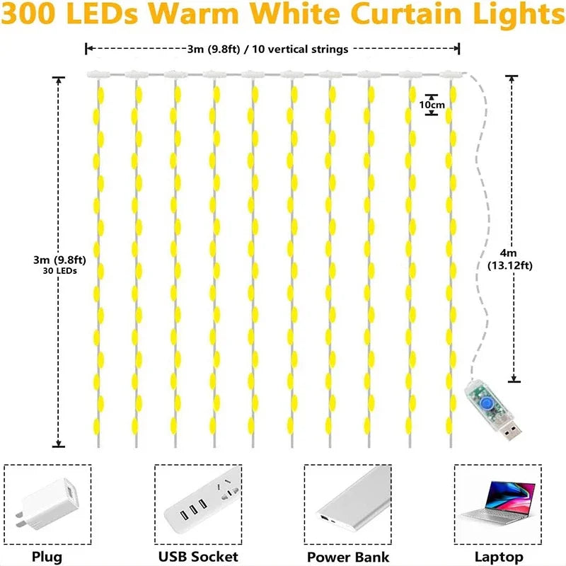 guirlande lumineuse led blanc chaud moderne 100 led 3m prise usb certifiée cem cqc