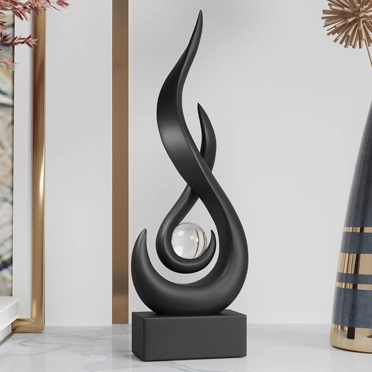 Sculpture décorative abstraite spirale sphère transparente moderne minimaliste noir blanc