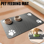 tapis nourriture animal compagnie gris rayures pattes moderne 12x16 16x20 16x24 deux bols