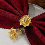 anneaux serviette fleur stylisée doré rose doré argenté élégants décoratifs ajustables table événement