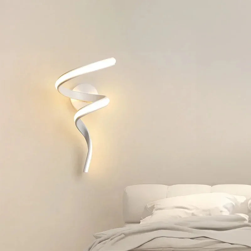 applique murale led moderne minimaliste blanc noir éclairage quotidien spirale abat jour translucide fixée