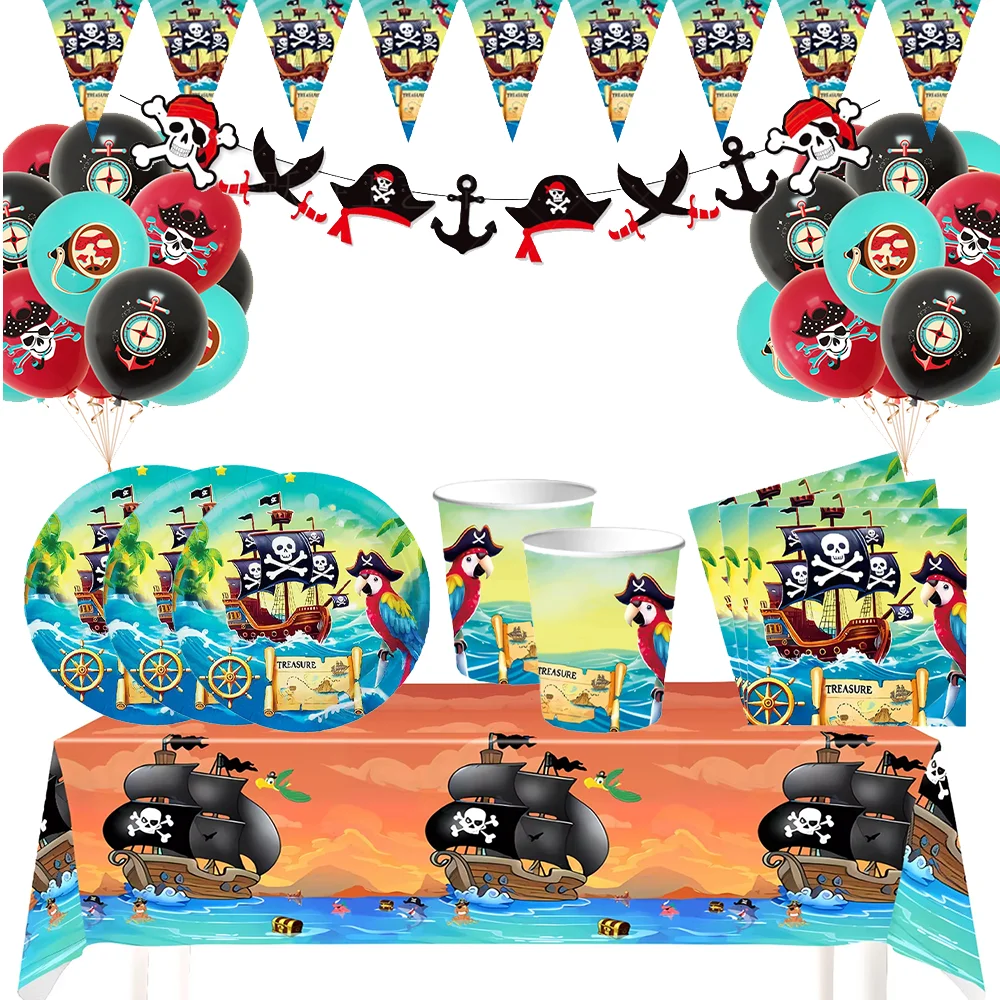 accessoires fête pirate enfant masques bracelets porte clés couteaux décoration anniversaire thème pirate noir