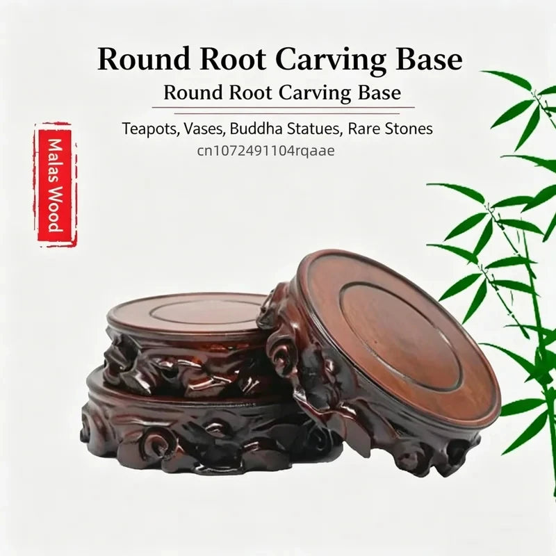 support plante bois sculpté vase décoration intérieure pot fleurs bouddha pierre rare asiatique traditionnel