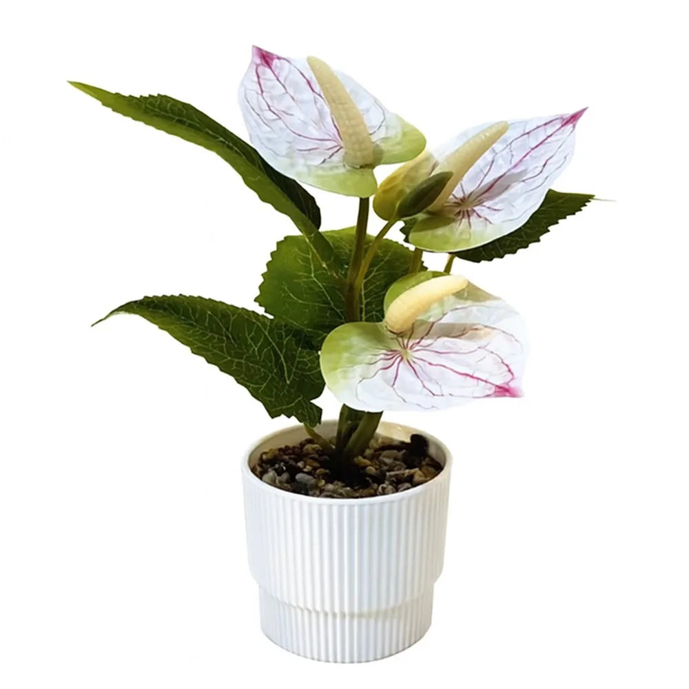 Plantes artificielles violet rose vert feuilles larges coeur moderne pot gravierextérieur