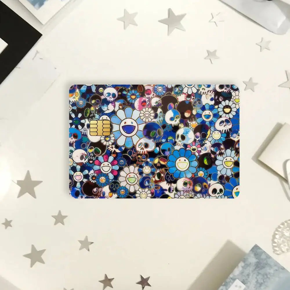 autocollants imperméables cartes credit debit transport multicolore floral popart adhésifs portefeuilles cartes modernes