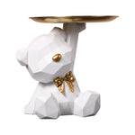 support plateau ours géométrique moderne résine rose orange vert brillant décoration sculptural figurine dorée