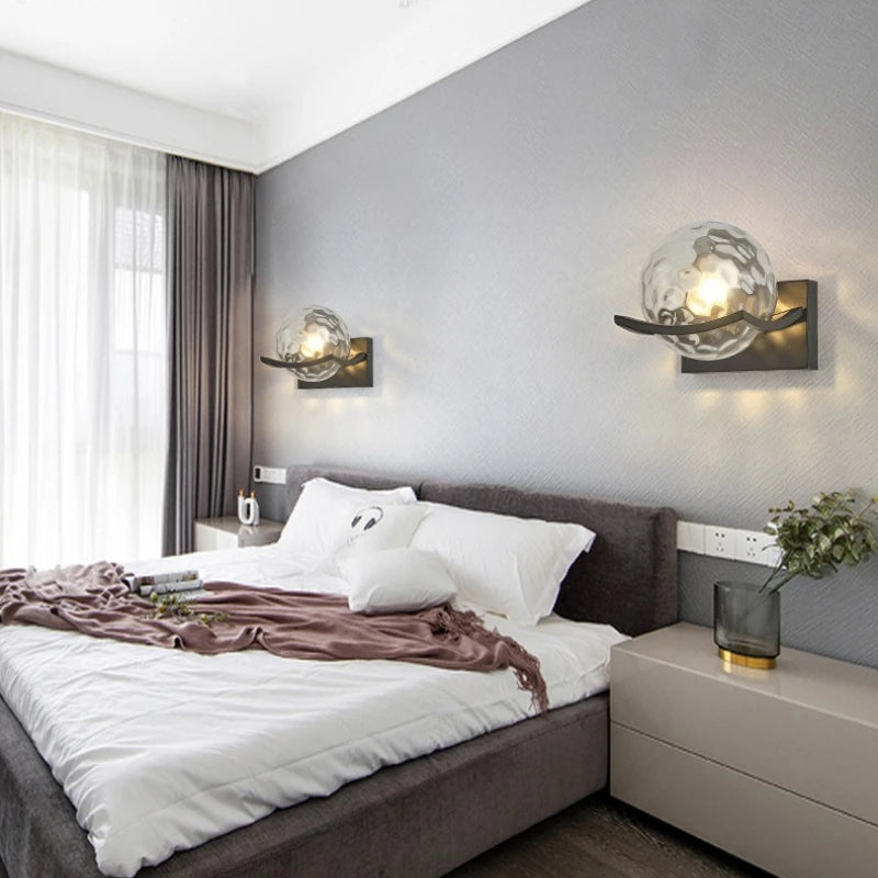 applique murale moderne verre texturé transparent éclairage led fixée mur contemporain chambre veilleuse
