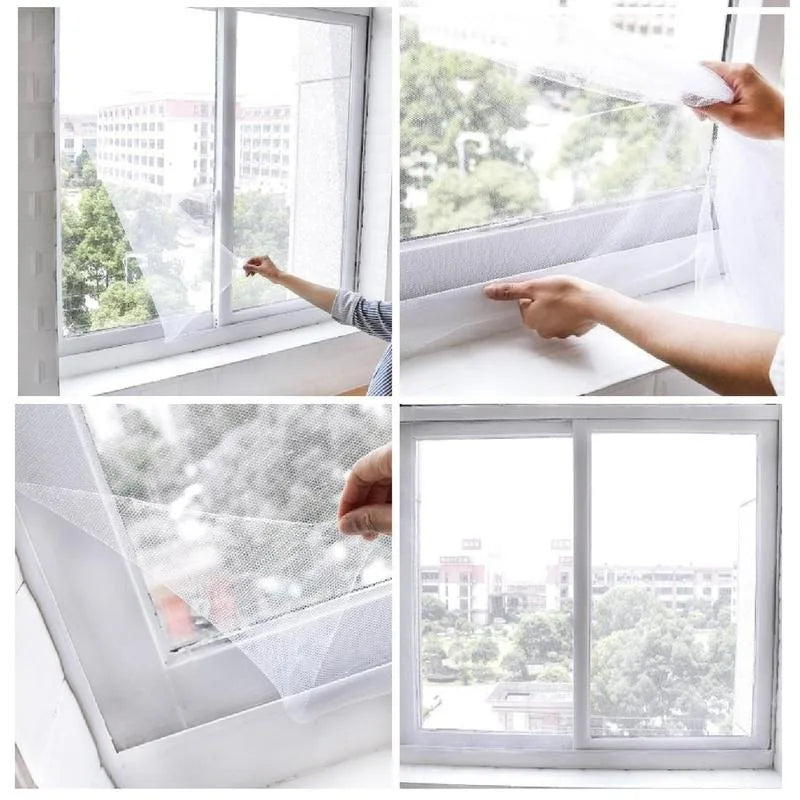 filet anti moustiques blanc polyester adhésif moderne durable fenetre 130x150cm