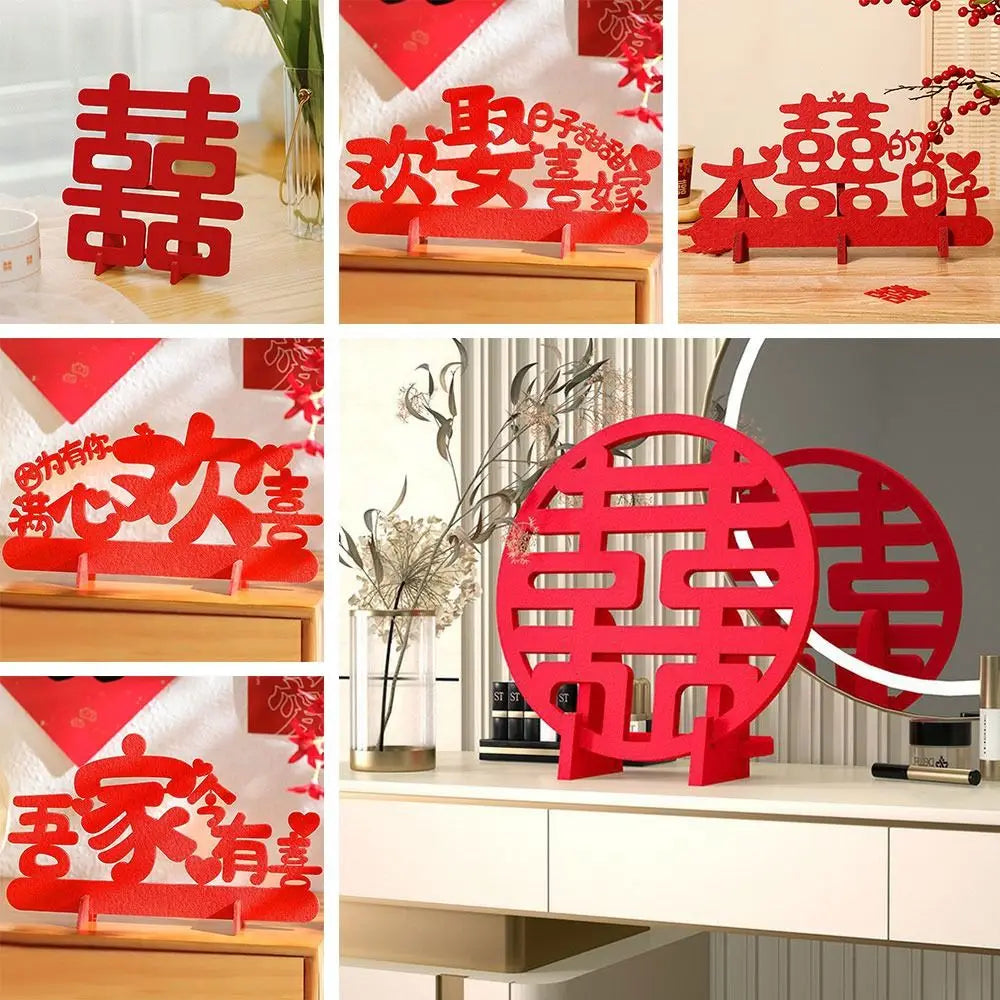 décoration murale mariage chinois lettres stylisées symbole traditionnel rouge artisanal support mural