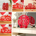 décoration murale mariage chinois lettres stylisées symbole traditionnel rouge artisanal support mural