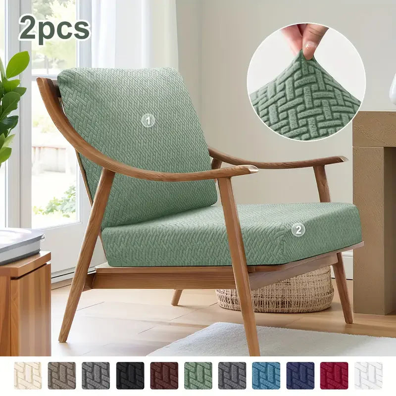 coussins chaise couverture canapé deux trois places tissu jacquard motifs géométriques élastiques moderne vert