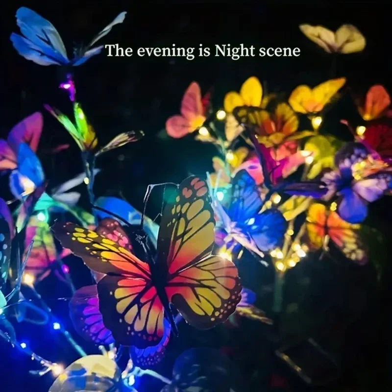 guirlande lumineuse solaire multicolore papillons moderne clips extérieure décoration festive