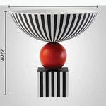 vase moderne orange rayures horizontales décoration intérieure résine abstraite sculptée ornement