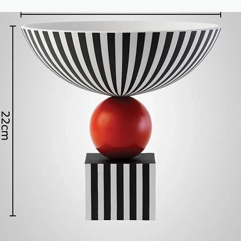 vase moderne orange rayures horizontales décoration intérieure résine abstraite sculptée ornement
