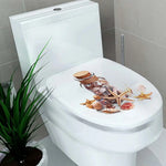 autocollants adhésifs toilette couvercle moderne décoratif éléphants coquillages plage coraux poissons texte blanc beige