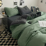 ensemble literie vert olive gris moderne housse couette fermeture éclair deux taies d'oreiller drap