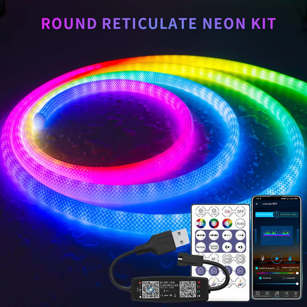 ruban néon flexible multicolore réticulé intelligent ip67 contrôleur télécommande led moderne