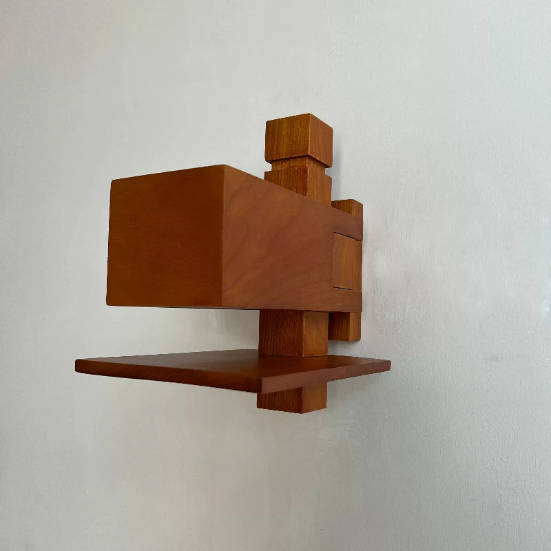 lampe murale moderne bois marron clair texture naturelle ampoules LED 10m²