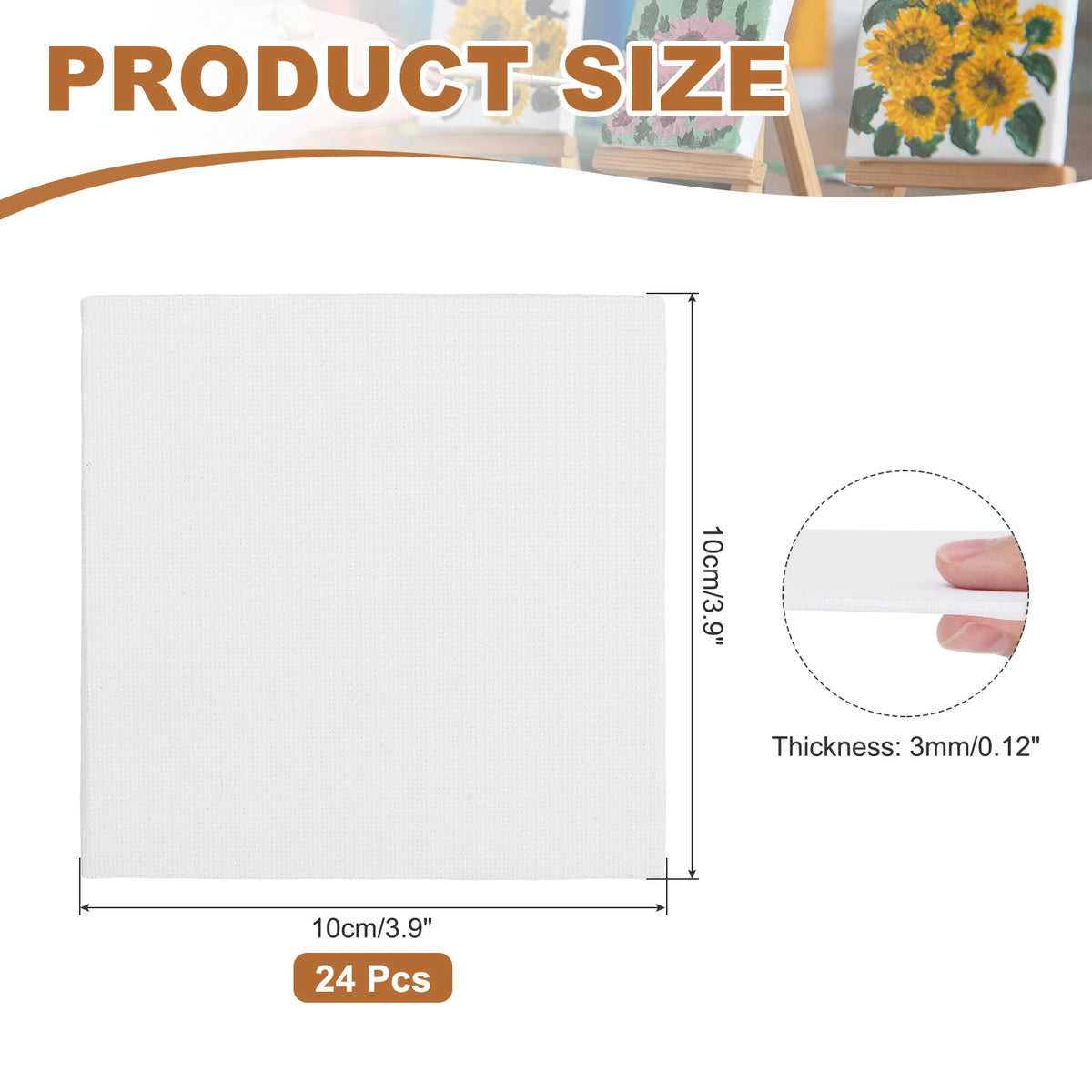 toiles peinture coton blanches apprêtées 10cm 24 pièces minimaliste art aquarelle acrylique huile