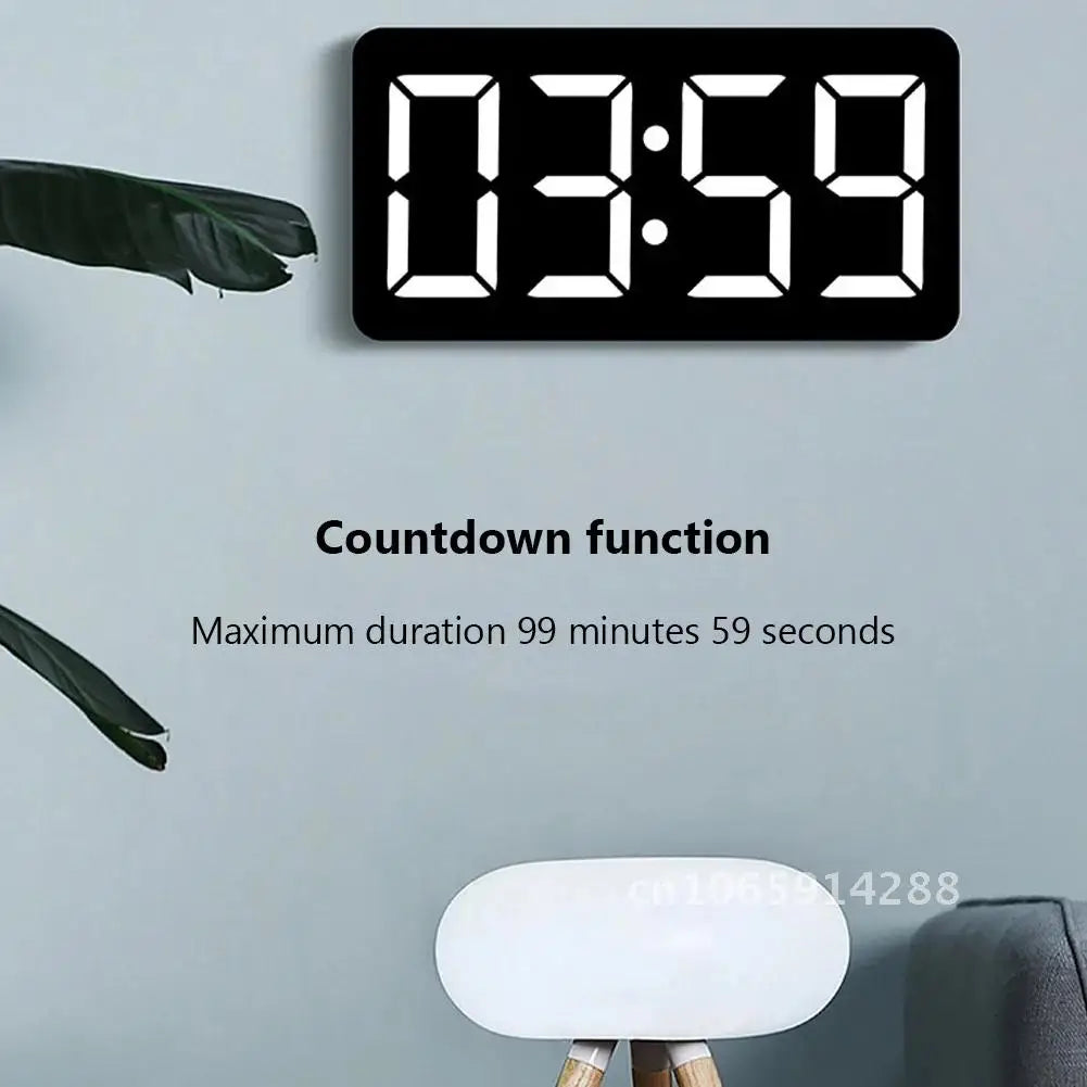 horloge murale numérique écran led grande réveil décoration salon moderne noir blanc vert bleu