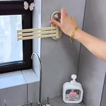 porte serviettes pliable moderne adhésif beige clair texture rayée serviettes grises dimension 230mm pratique