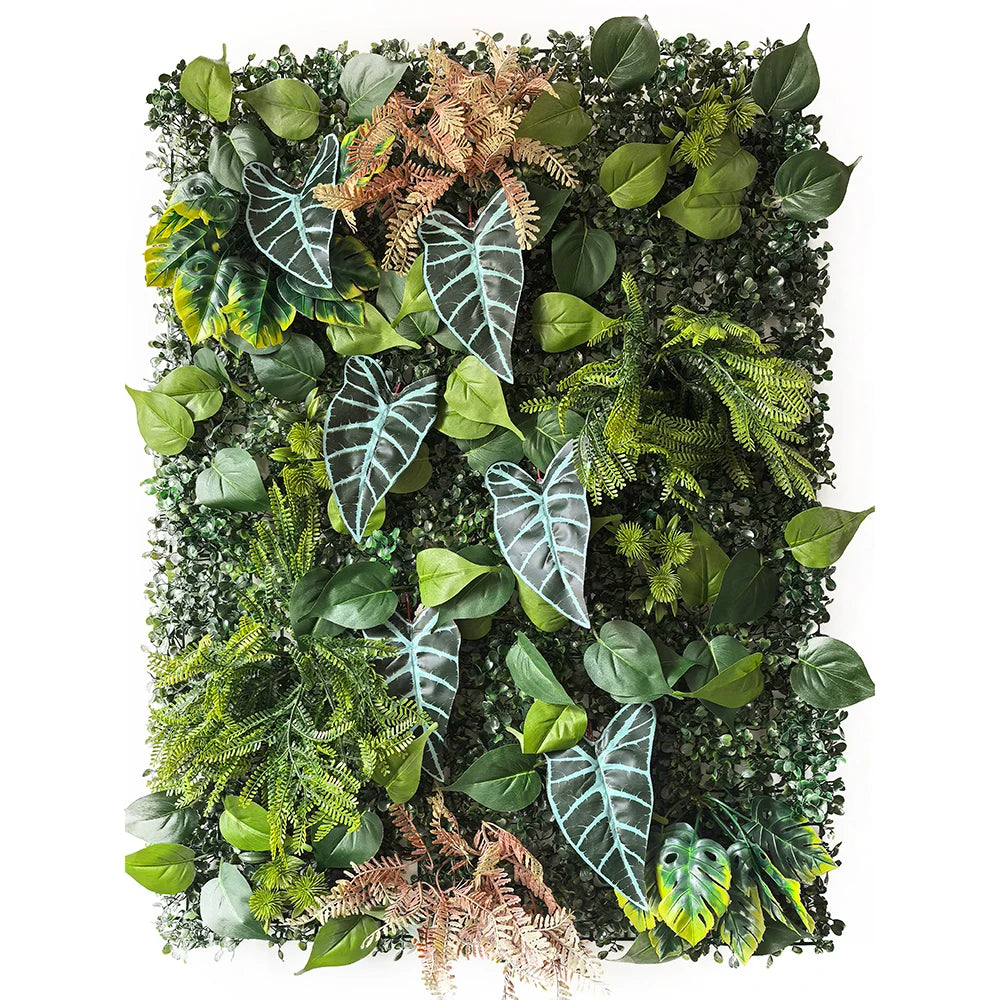Décoration murale plante artificielle feuilles variées couleurs naturel extérieur accrochable