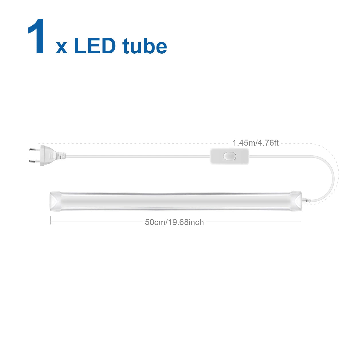 tube led t8 blanc moderne 50cm interrupteur clips haute luminosité aluminium