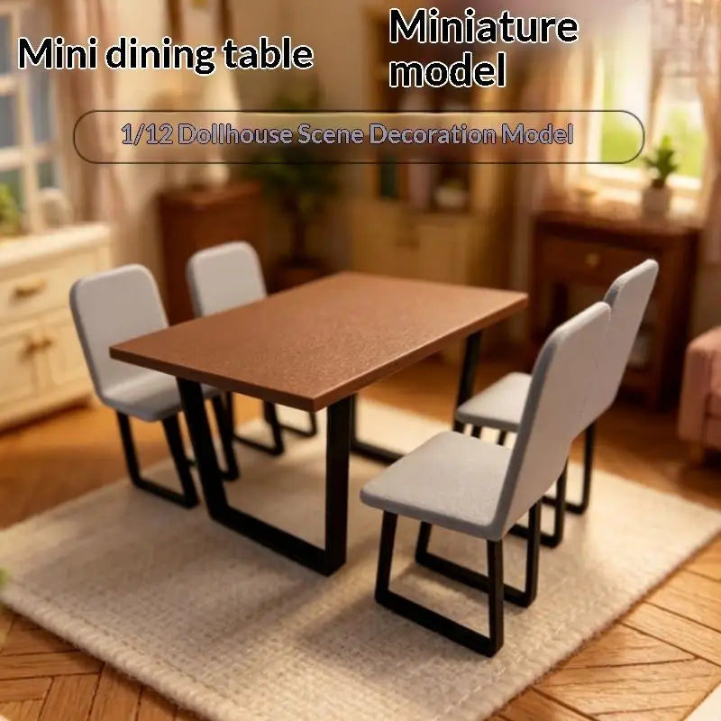 miniature table chaises moderne brun gris tapis beige chambre enfantDecoration intérieure