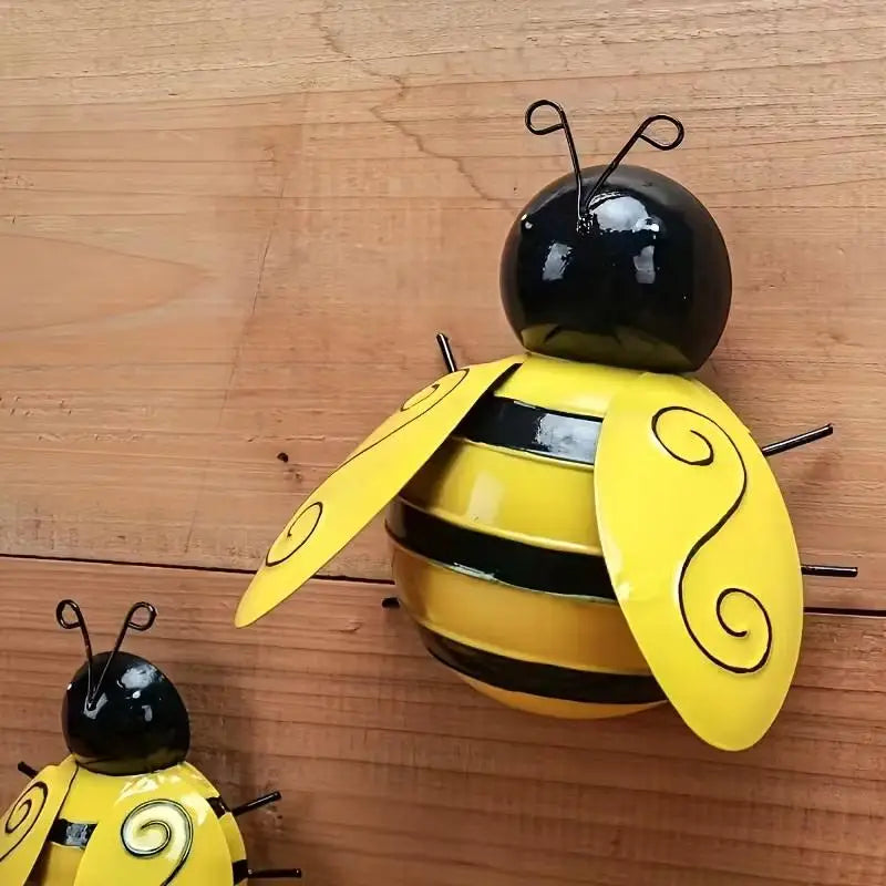 décoration extérieure abeilles jaunes noires spirales rayures métal acrylique patio jardin pendaison oeilletées