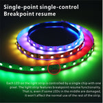 ruban led flexible multicolore effet chasse intelligent adhésif moderne technologie salon décoration chambre