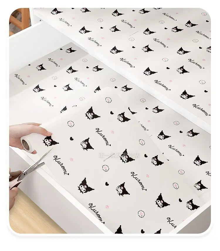 Papier protection meuble adhésif motif chats coeurs HELLO KITTY rose clair 300x30cm