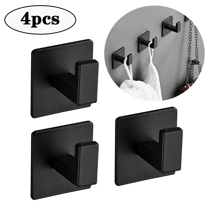 porte serviettes adhésifs noirs modernes crochets alliage aluminium salle bain accessoire suspension serviettes