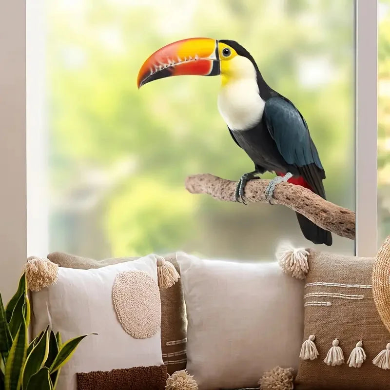 décoration murale oiseaux réalistes plumage brillant moderne pvc bleu jaune vert noir blanc rouge
