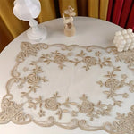 serviette table florale polyester blanc beige dentelle classique romantique rétro pâques festive