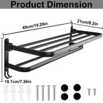 porte serviettes mural pliable noir mat aluminium double barres 50cm moderne minimaliste crochets