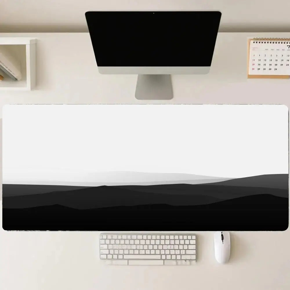 tapis souris jeu grande taille caoutchouc blanc noir motif gris moderne gaming mat decoration