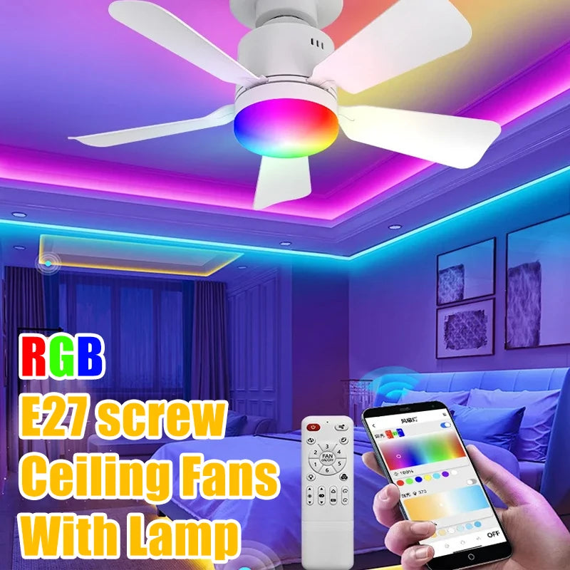 ventilateur led rgb blanc moderne télécommande app intelligent chambre salon