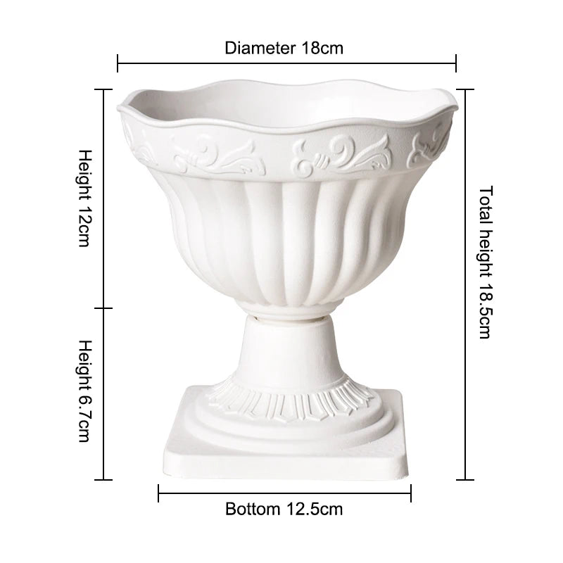 cache pot blanc rayures verticales classique balcon décoration porche fleuri porcelaine haute qualitéextérieur decoration
