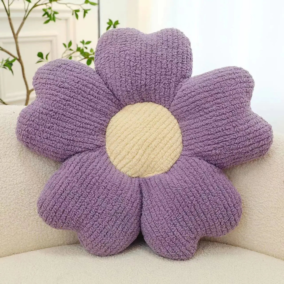 coussin décoratif fleurs relief polyester moderne orange vert rose beige marronclair