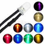 ampoules led ronde transparentes 5mm 12v 20cm câble 10pcs bleu vert rouge blanc chaud