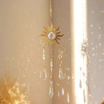 décoration murale boho chic or blanc transparentes chaines rayons solaires