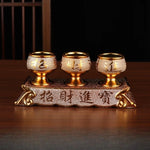 coupes décoratives or géométriques texture granulée classique élégant offrandes buddhistes ensemble ceremonial