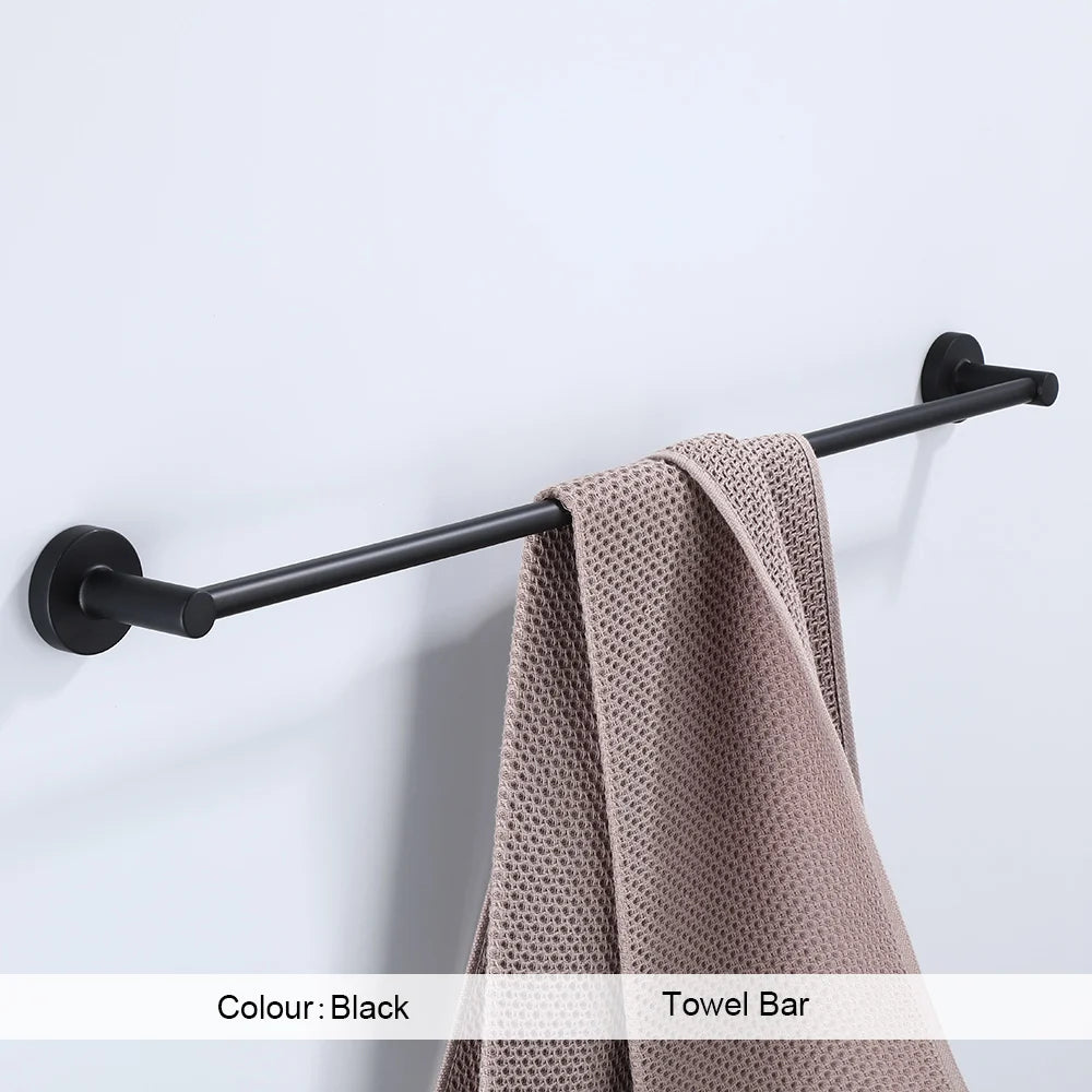 accessoires salle bain noir porte serviettes barre ring vis classiques modernes