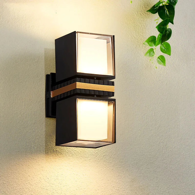applique murale moderne led noir doré texture mat étanche extérieur