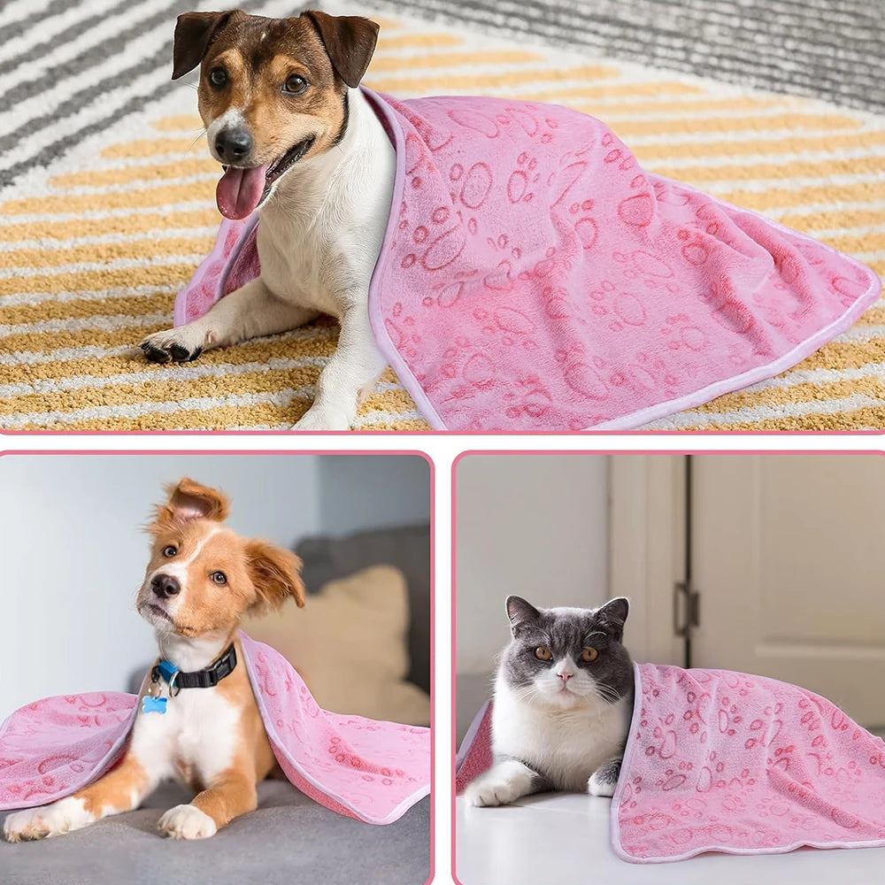 couverture animaux douce imprimé pattes gris rose confortable lavage main chiens différentes tailles