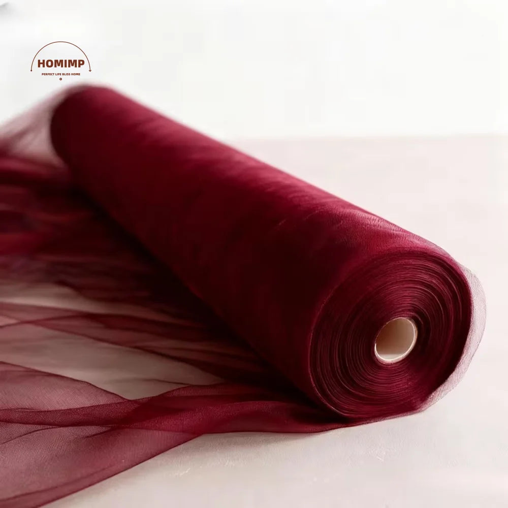 ruban tulle rouge bordeaux fin translucide decoratif largeur 15cm longueur 30m loisirs creatifs draperies